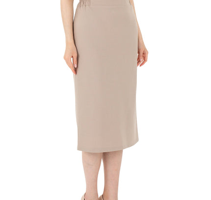 Stone Midi Pencil Skirt with Elastic Waist and Closed Back Vent - G - Line