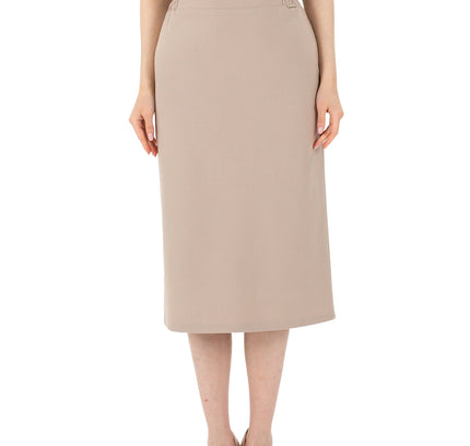 Stone Midi Pencil Skirt with Elastic Waist and Closed Back Vent - G - Line