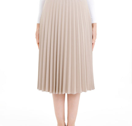 Stone Midi Thin Pleated Below the Knee Skirt - G - Line