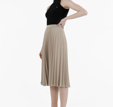 Stone Midi Thin Pleated Below the Knee Skirt - G - Line