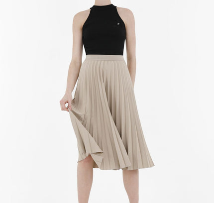 Stone Midi Thin Pleated Below the Knee Skirt - G - Line