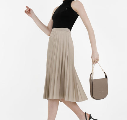 Stone Midi Thin Pleated Below the Knee Skirt - G - Line