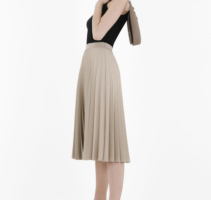 Stone Midi Thin Pleated Below the Knee Skirt - G - Line