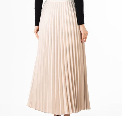 Stone Pleated Maxi Skirt Elastic Waist Band Ankle Length Plisse Skirt - G - Line