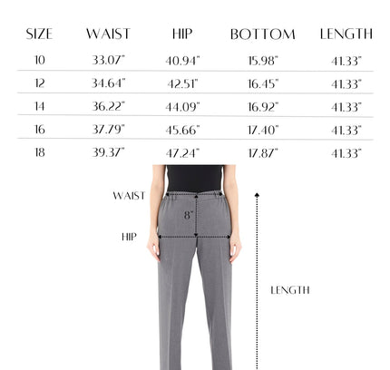 Straight Grey Pants with Elastic Waistband and Zipper Combined - G - Line