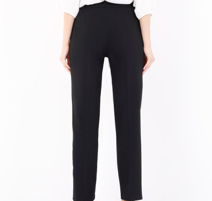 Straight Pants with Elastic Waistband and Zipper Combined - G - Line