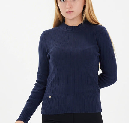 Striped Half Neck Thick Sweater - G - Line