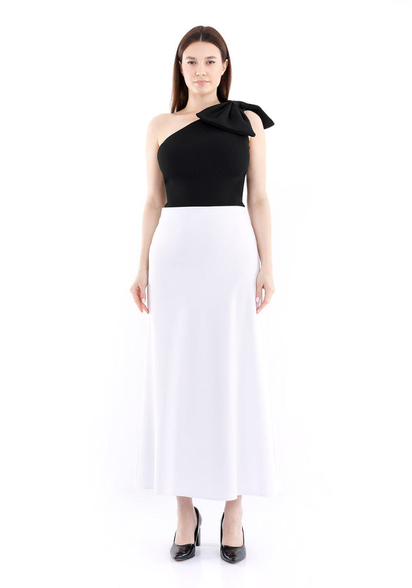 White A - Line Style Comfy Maxi Dress Skirt - G - Line