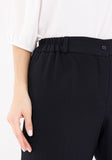 Straight Navy Pants for Women with Elastic Waistband and Zipper Combined G-Line