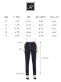 Straight Navy Pants for Women with Elastic Waistband and Zipper Combined G-Line