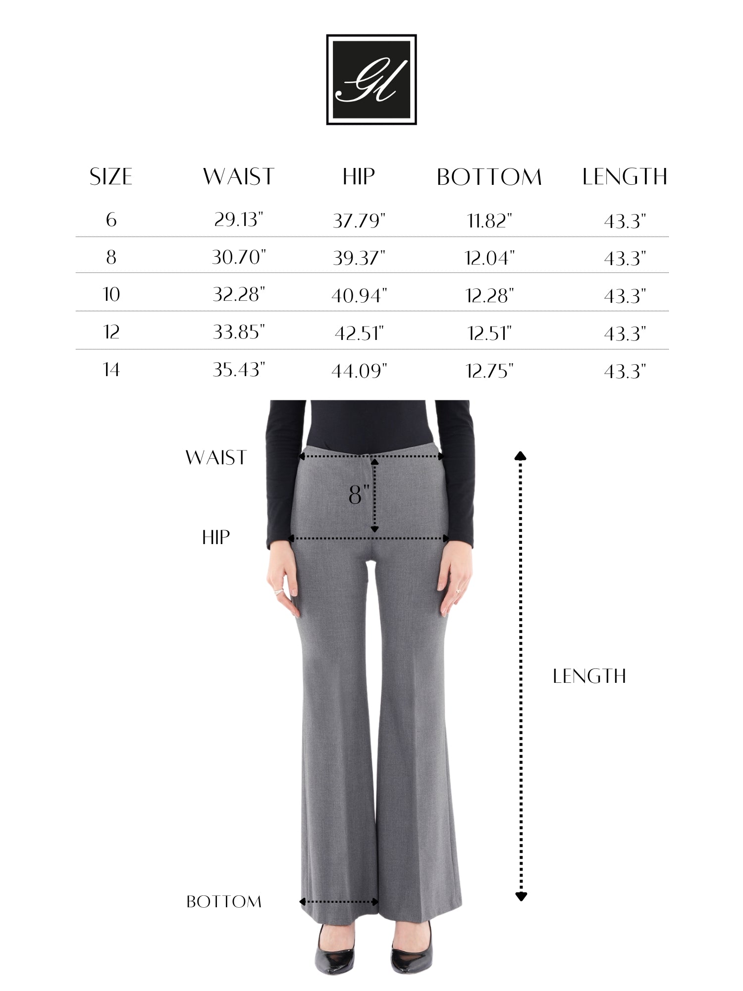 G-Line Women's Grey Bootcut Pants - High Waisted Flare Leggings G-Line