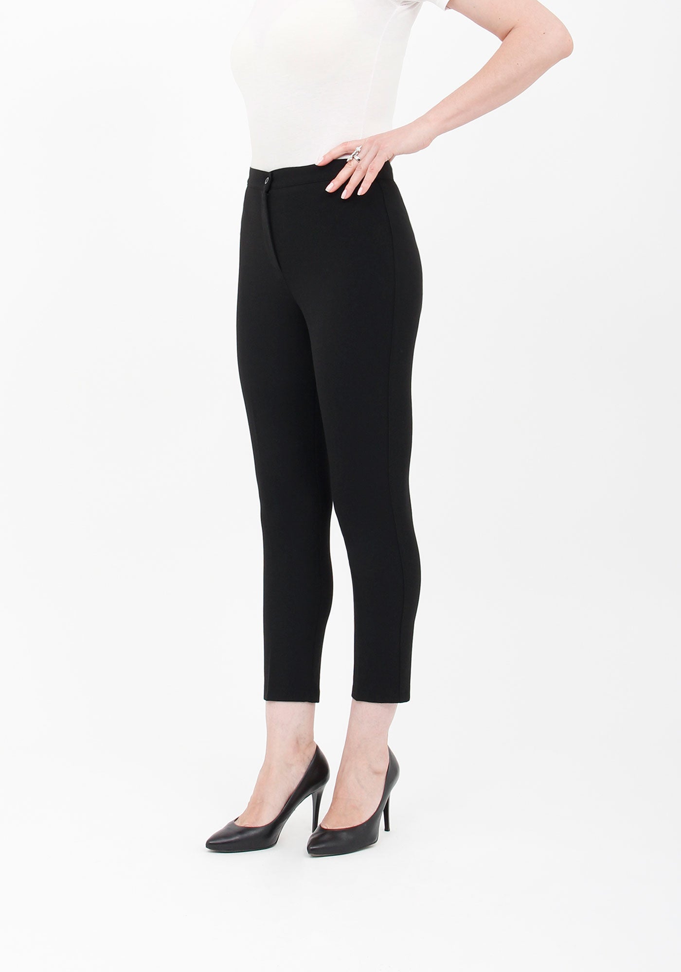G-Line Women's Black High Waist Slim Fit Stretchy Skinny Work Pants