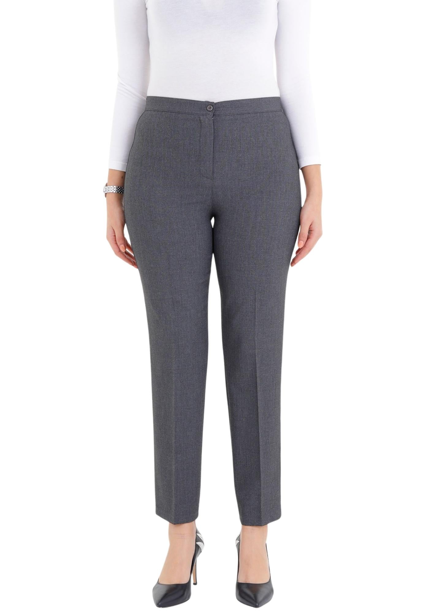 G-Line Women's Grey High Waist Slim Fit Stretchy Skinny Work Pants