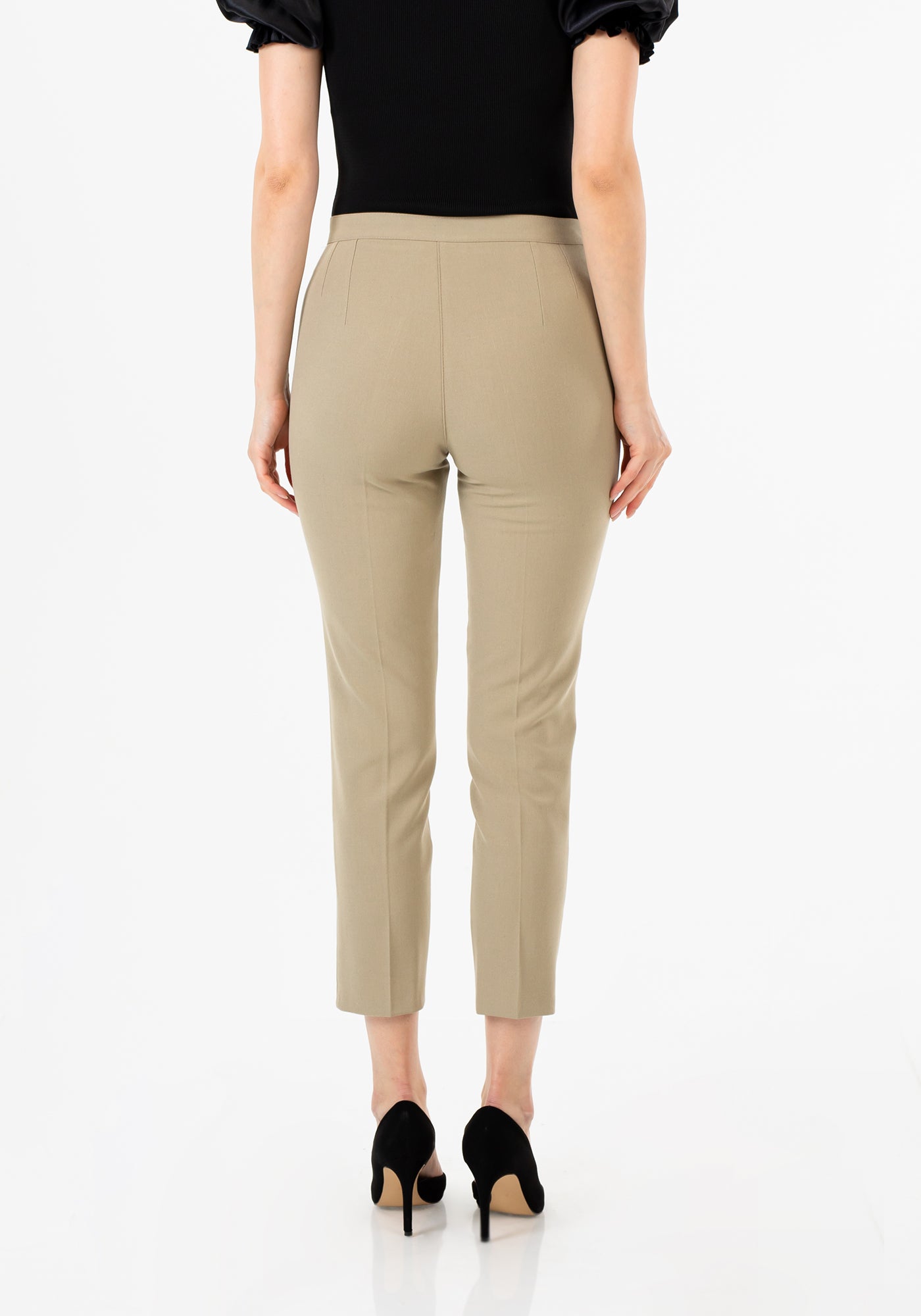 G-Line Women's Beige High Waist Slim Fit Stretchy Skinny Work Pants G-Line