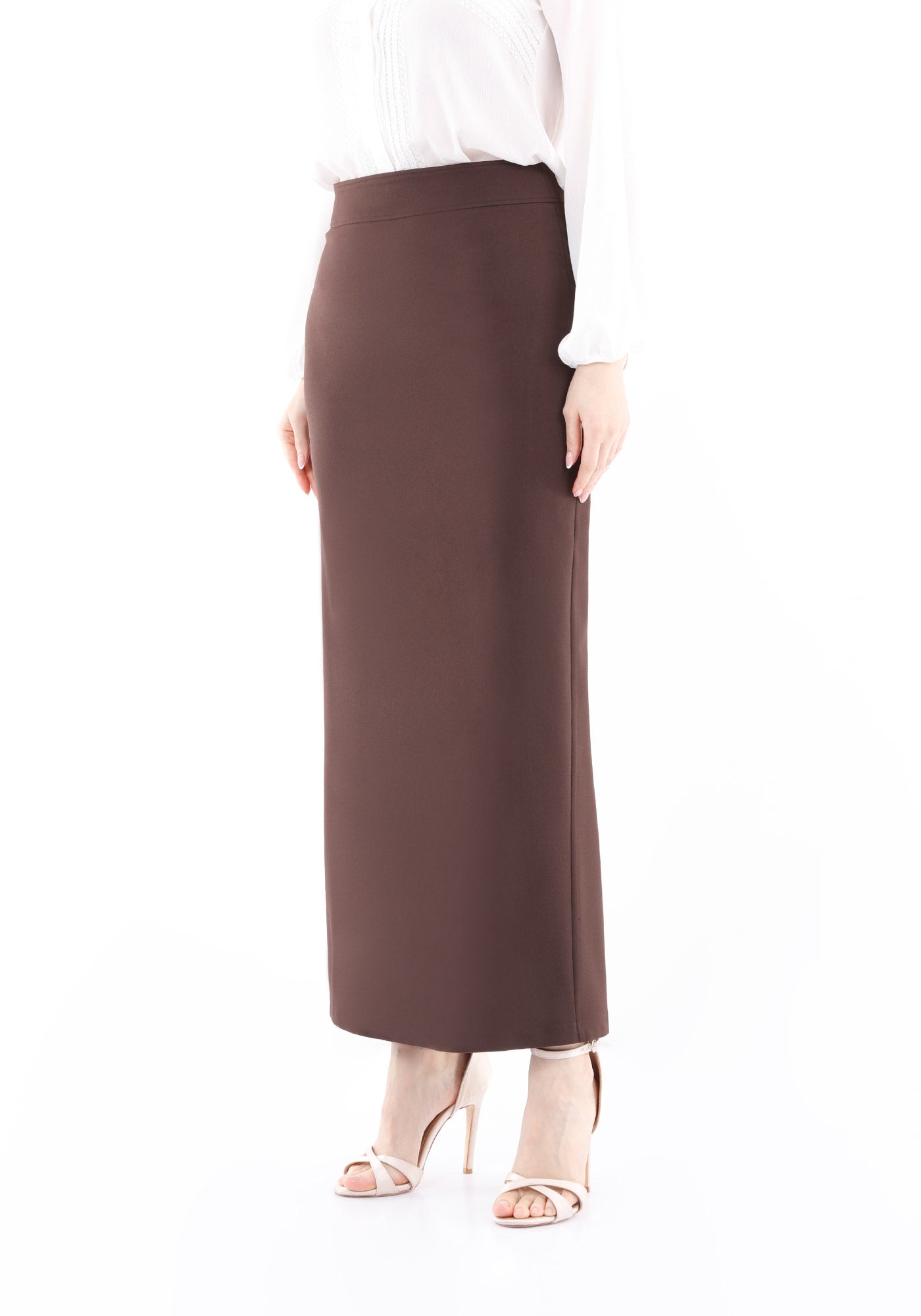 Brown Maxi Back Slitted Pencil Skirt G-Line