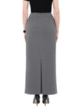 Grey Maxi Back Slitted Pencil Skirt G-Line