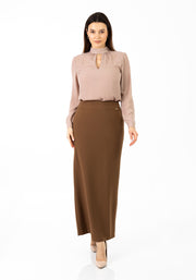 Cupric Maxi Back Slitted Pencil Skirt