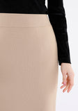 Camel Maxi Back Slitted Pencil Skirt G-Line