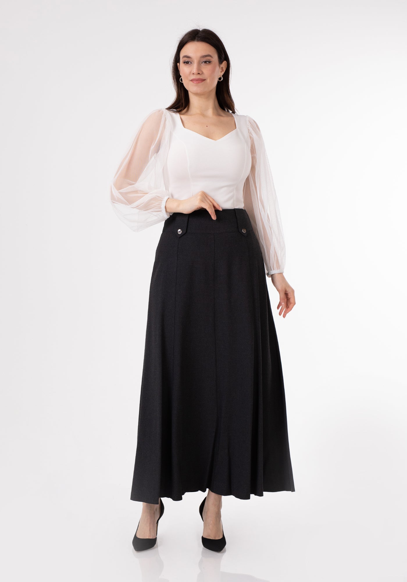 Unique Gores Maxi Flared Skirt G-Line