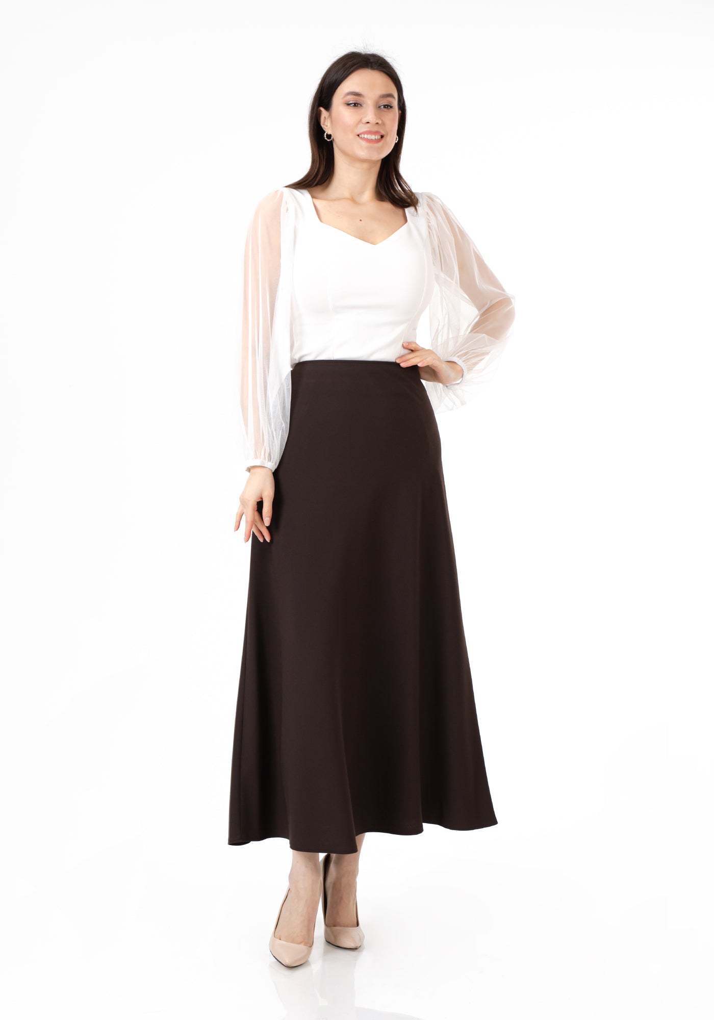 G-Line Brown A-Line Style Comfy Maxi Dress Skirt