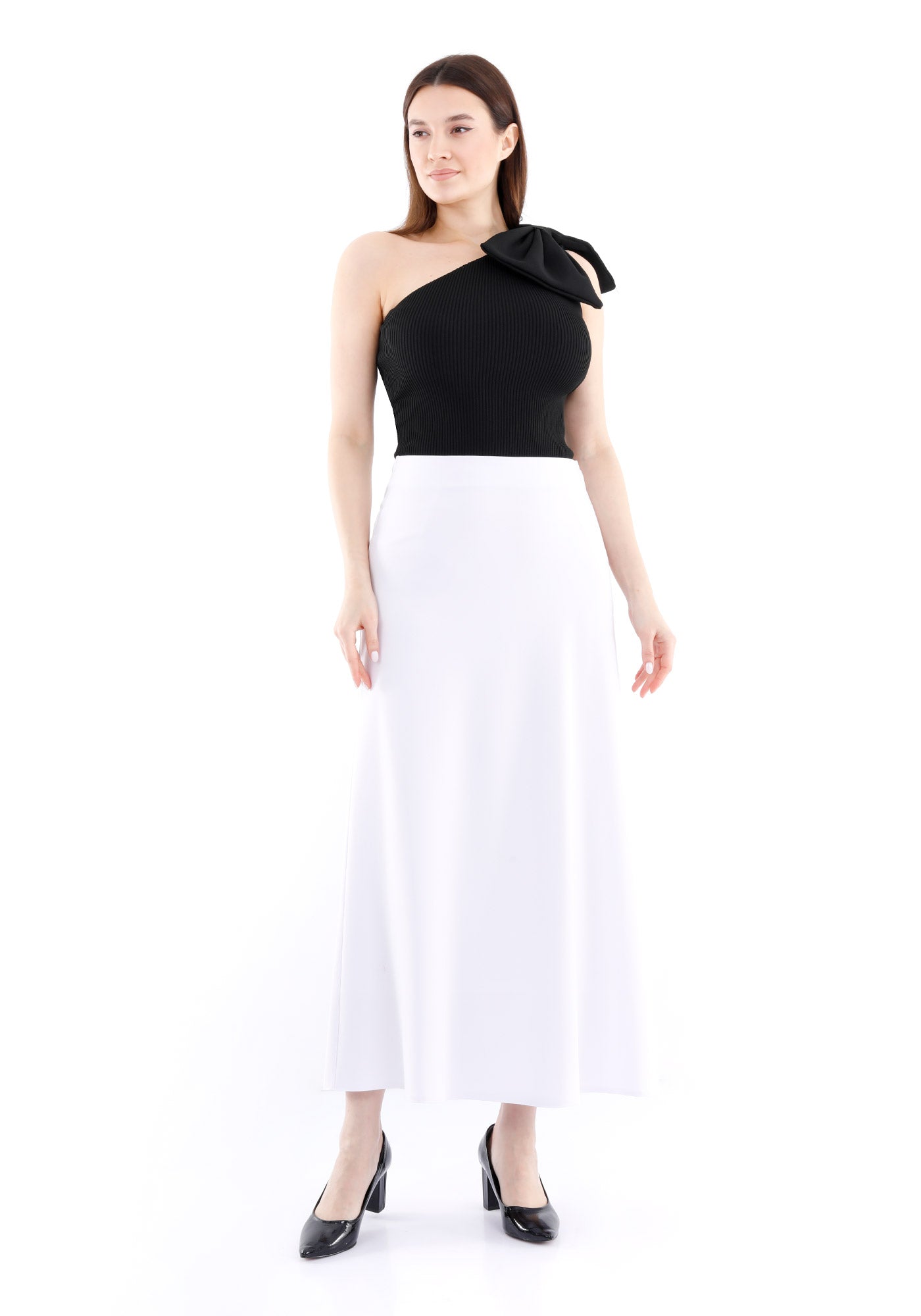 G-Line White A-Line Style Comfy Maxi Dress Skirt G-Line