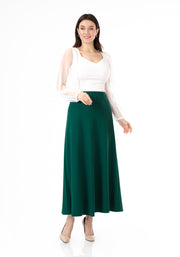 Emerald Green A-Line Style Comfy Maxi Dress Skirt