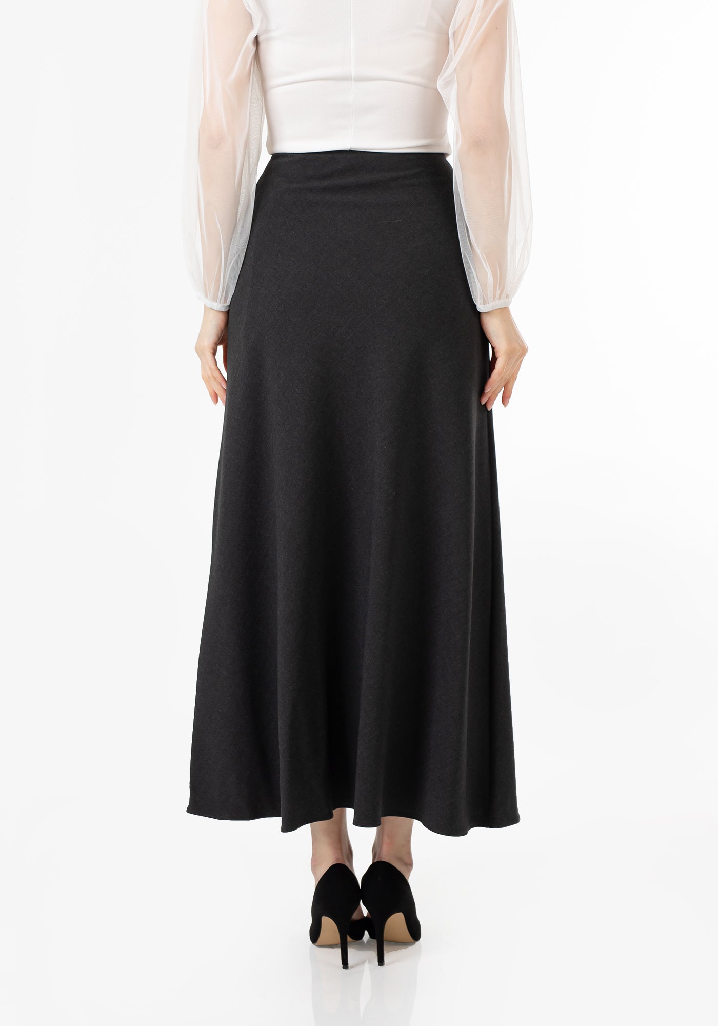 G-Line Charcoal A-Line Style Comfy Maxi Dress Skirt