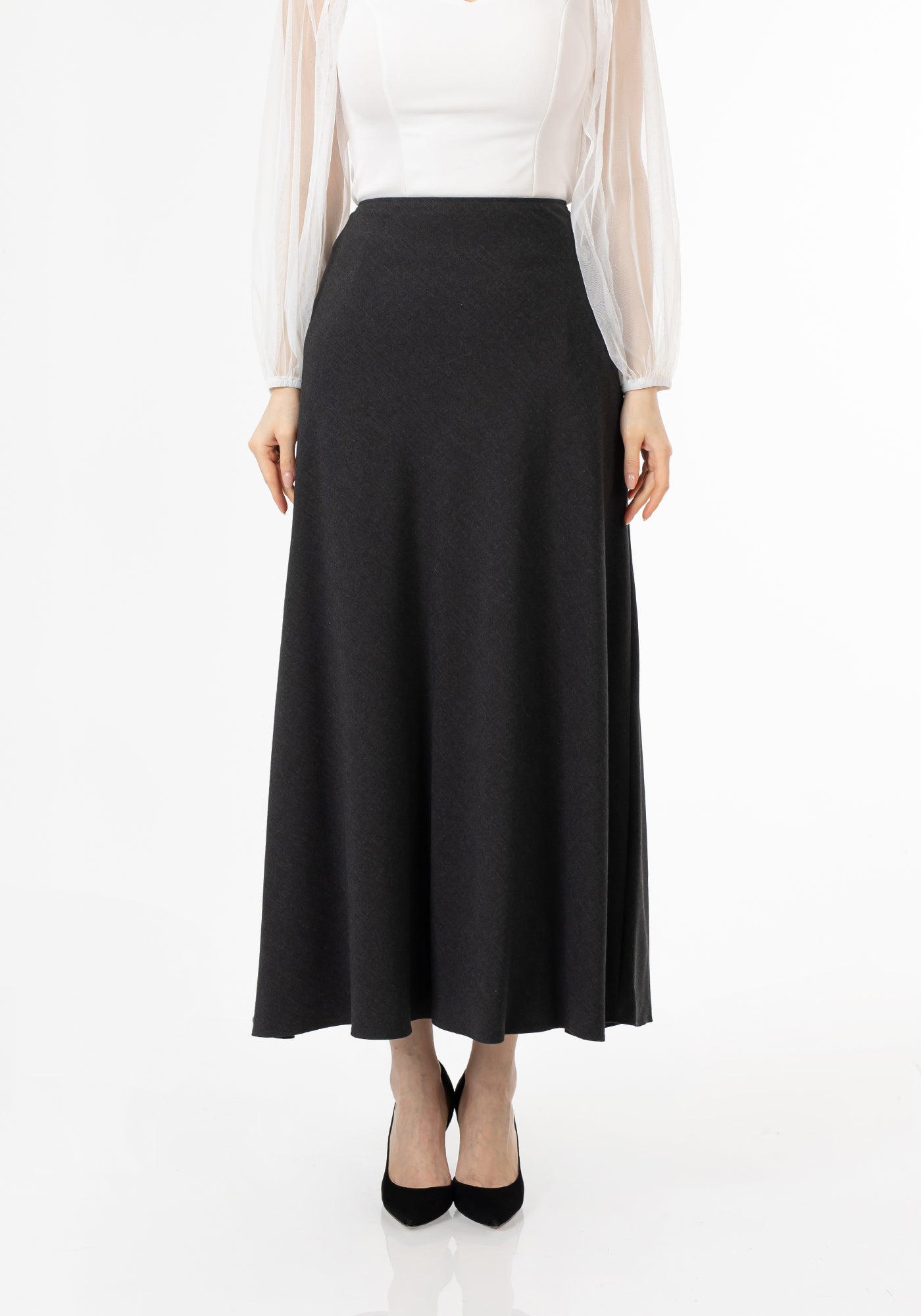 G-Line Charcoal A-Line Style Comfy Maxi Dress Skirt