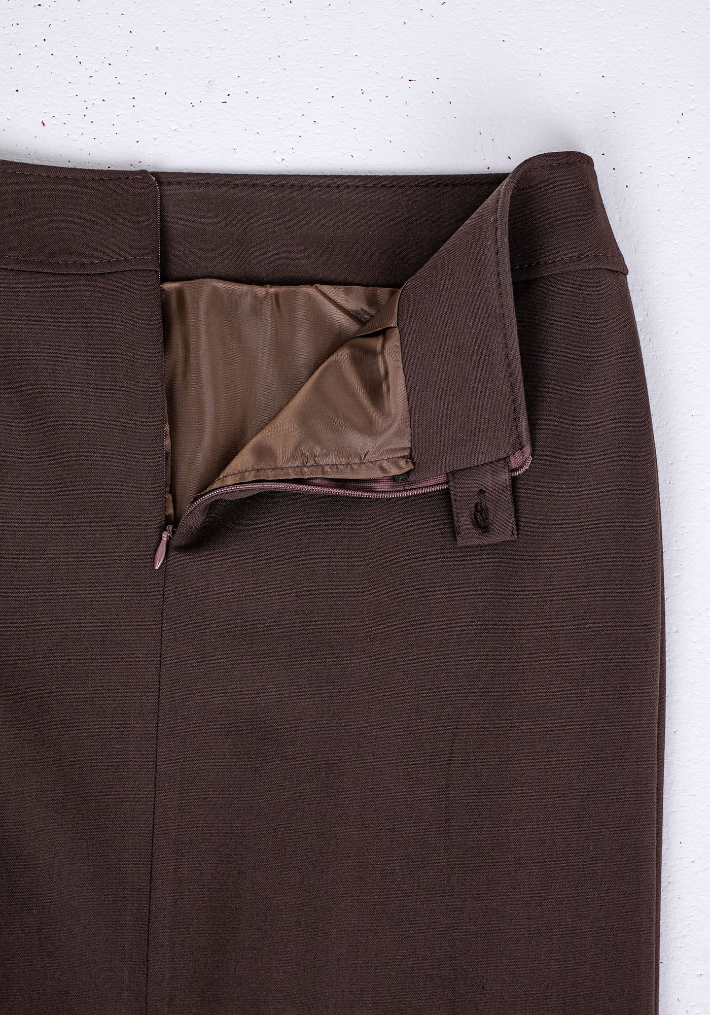 Brown Back Vented Midi Pencil Skirt G-Line