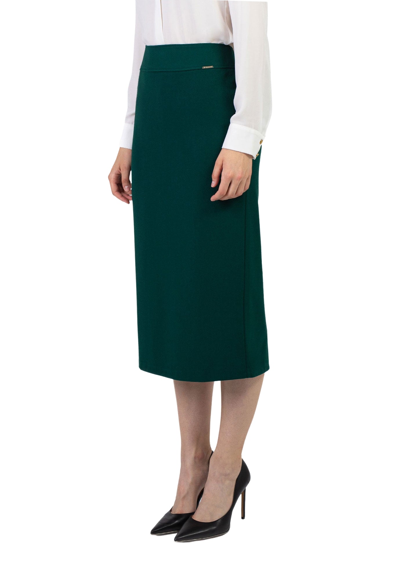 Green Back Vented Midi Dress Skirt G-Line