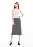 Grey Straight Midi Skirt Glinetex