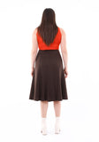 Brown Eight Gore Calf Length Midi Skirt For Every Occasion G-Line