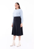 Navy Eight Gore Calf Length Midi Skirt for Every Occasion G-Line