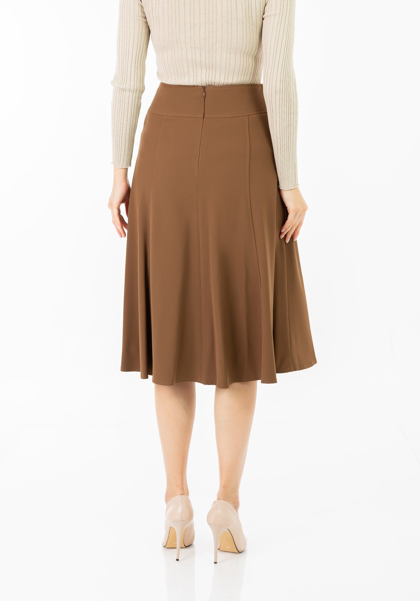 Cupric Eight Gore Calf Length Midi Skirt for Every Occasion G-Line