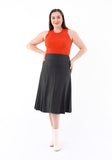 Charcoal Eight Gore Calf Length Midi Skirt for Every Occasion G-Line