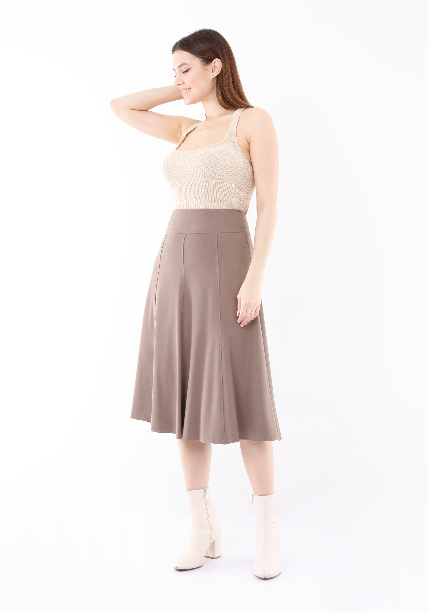 Mink Eight Gore Calf Length Midi Skirt for Every Occasion G-Line