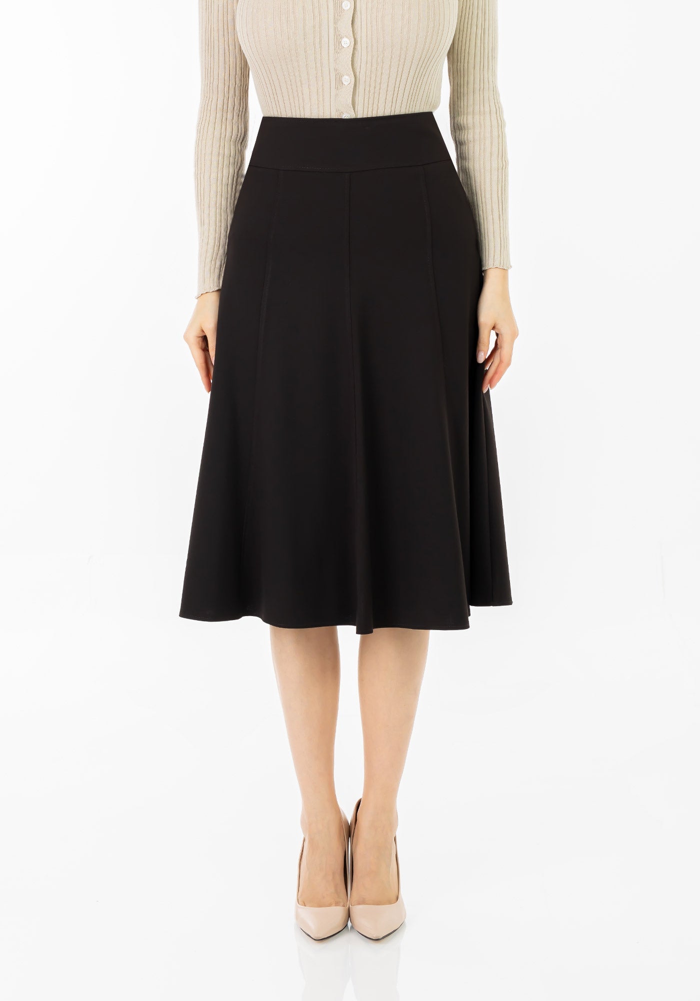 Eight Gore Calf Length Midi Skirt for Every Occasion G-Line