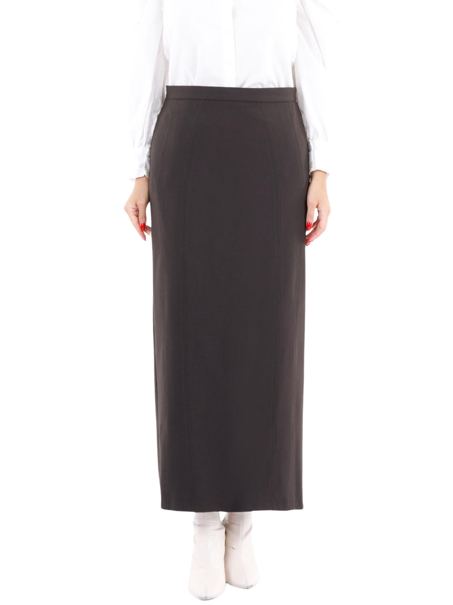 Brown Ankle Length Women's Plus Size Back Split Maxi Skirt G-Line