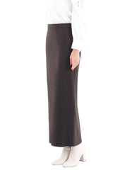 Brown Ankle Length Plus Size Back Split Maxi Skirt