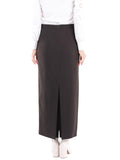 Brown Ankle Length Women's Plus Size Back Split Maxi Skirt G-Line