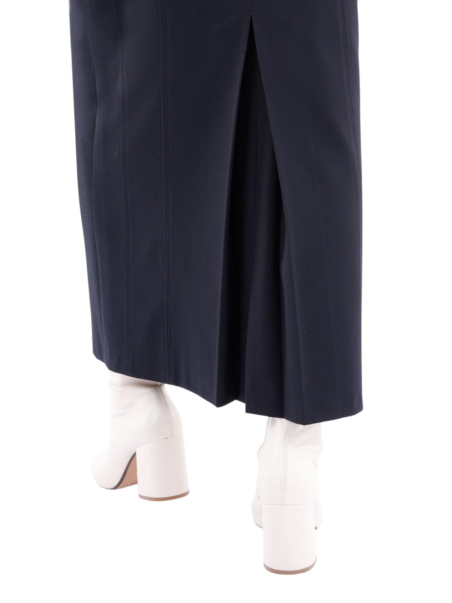 Navy Ankle Length Women's Plus Size Back Split Maxi Skirt G-Line