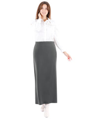 Khaki Ankle Length Plus Size Back Split Maxi Skirt