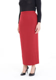 Burgundy Ankle Length Women's Plus Size Back Split Maxi Skirt G-Line