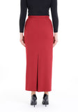 Burgundy Ankle Length Women's Plus Size Back Split Maxi Skirt G-Line
