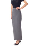 Grey Ankle Length Women's Plus Size Back Split Maxi Skirt