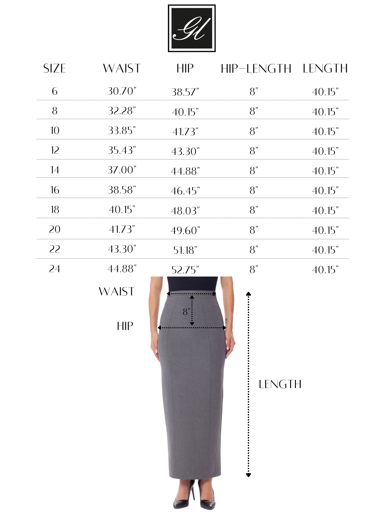 Grey Ankle Length Women's Plus Size Back Split Maxi Skirt G-Line