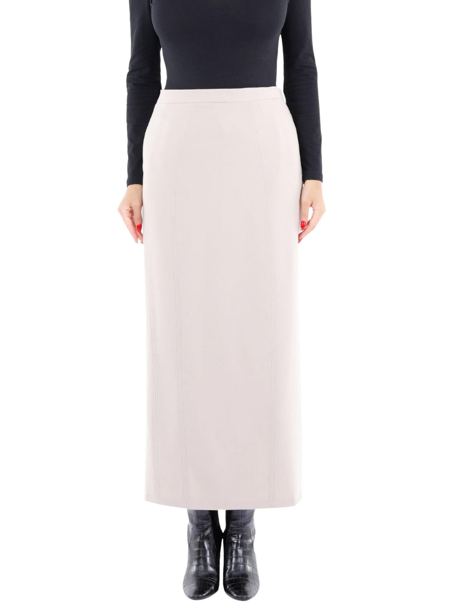 Stone Ankle Length Women's Plus Size Back Split Maxi Skirt G-Line