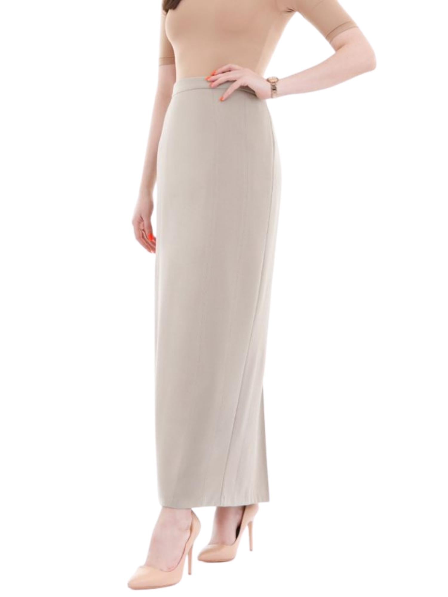 Beige Ankle Length Plus Size Back Split Maxi Skirt G-Line
