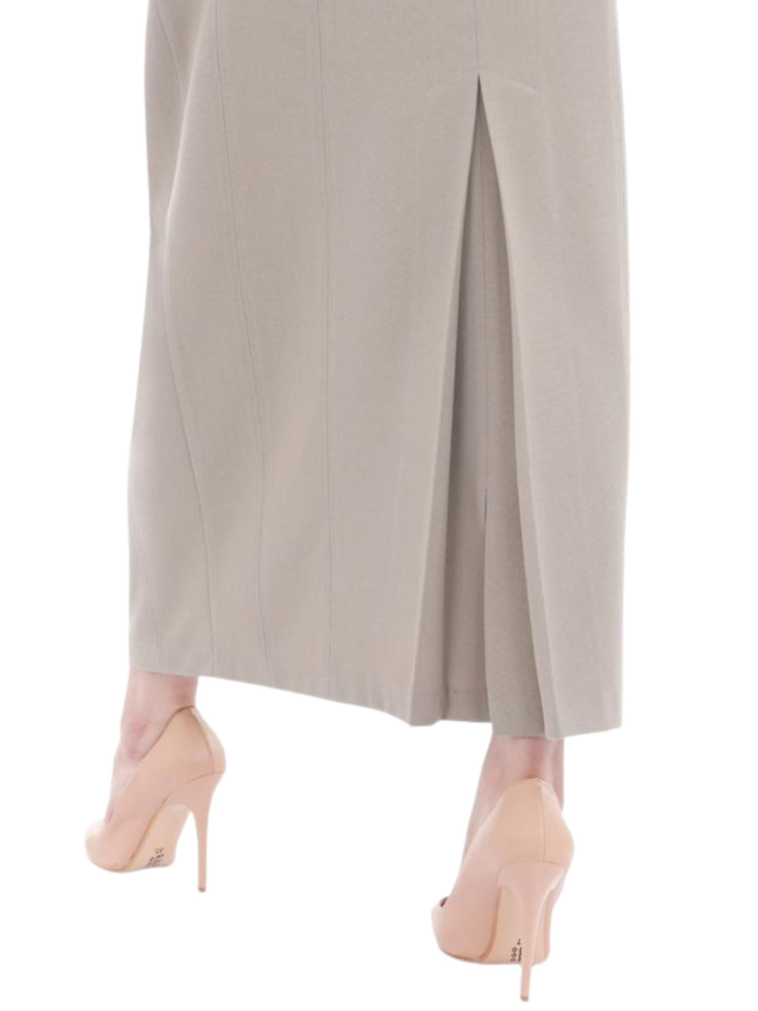Beige Ankle Length Plus Size Back Split Maxi Skirt G-Line