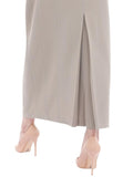 Beige Ankle Length Women's Plus Size Back Split Maxi Skirt G-Line